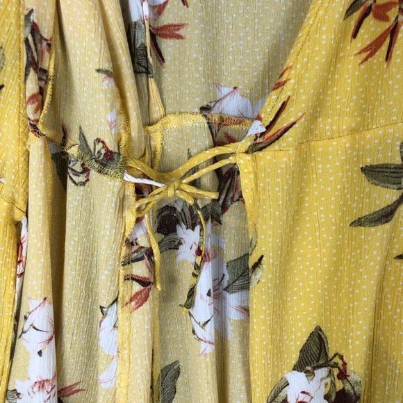 Lulus Heart Of Marigold Yellow Tropical Print Wrap Maxi Dress V Neck Costal - Picture 9 of 10